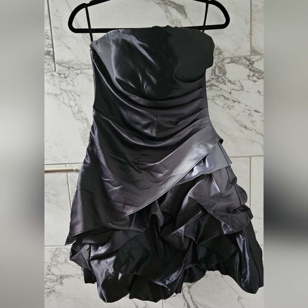 Junior Formal Prom Strapless Ombre Silver Metal Dress Onyx Nite